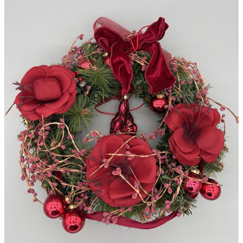 Waterford Holiday Heirloom Christmas Amaryllis & Roses Wreath Decoration w/ Box